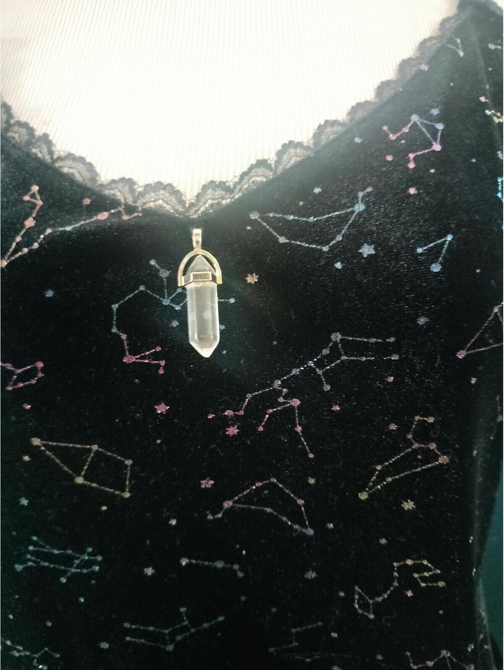 Cosmic Aura black velvet dress with rainbow star galaxy constellations - Picture 3 of 3